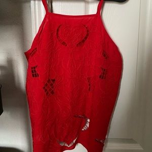 Red Spaghetti strap  Shirt with openings N.C.